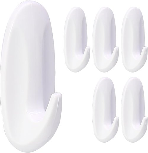 Medium Utility Hooks by [Brand Name] - 6 Pack, Damage-Free Removable Wall Hooks for Heavy-Duty Hanging