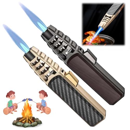 Valentines Day Gift for Him 2 Packs Portable Brightfire,Turbine Jet Bright Fire Lighter,Windproof Straight Torch Blue Flame Lighter,Wind Resistant Bright Fire Lighters,Torch lighters Butane refillable