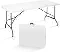 Super Deal 6FT Folding Table - Portable Heavy-Duty Plastic Dining & Picnic Table with Carrying Handle