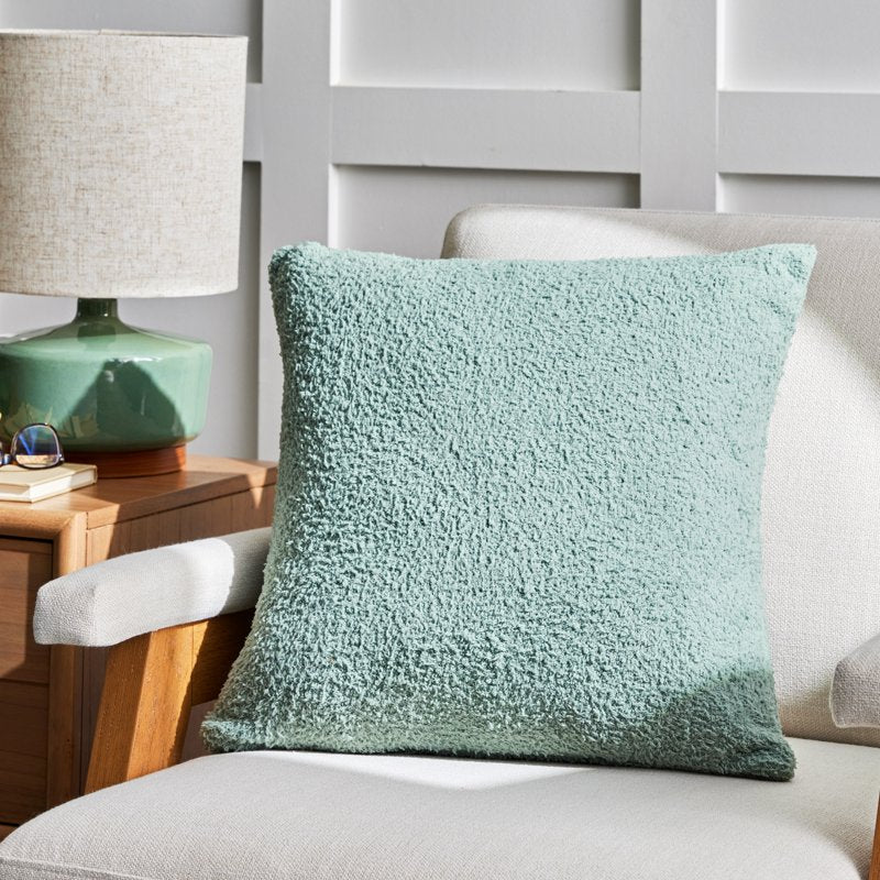 Cozy Knit Decorative Throw Pillow 20x20 Inches - Soft Green, Plush Chenille Finish - Better Homes & Gardens - Variation of Soft Green, 1