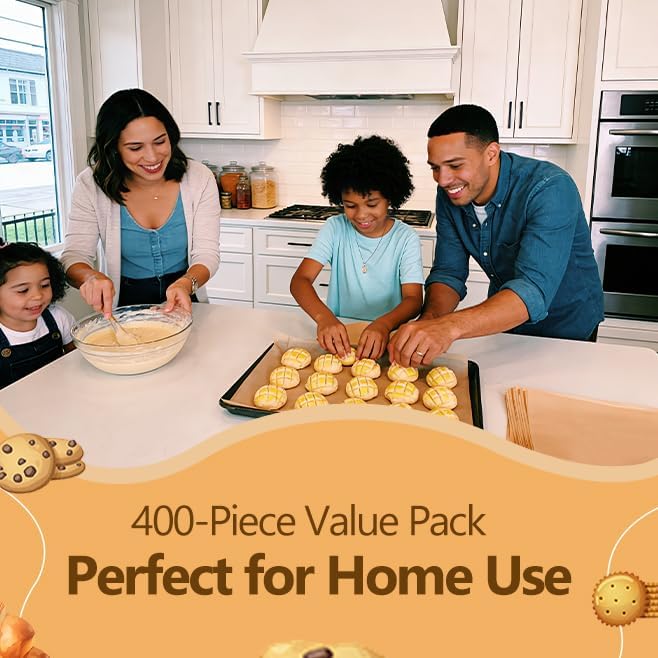 Unbleached 400Pcs Silicone Coated Parchment Paper Sheets | 12x16 Inch Non-Stick Baking Paper for Oven & Air Fryer