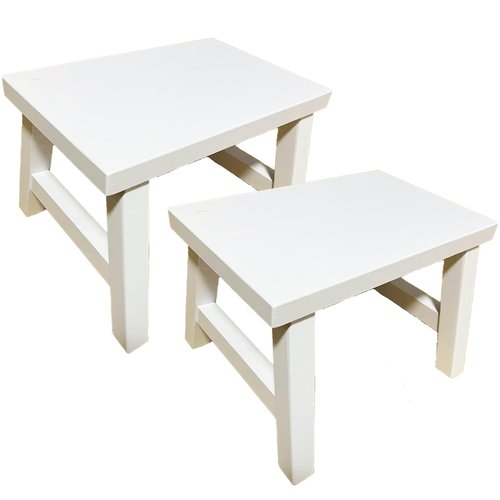 Rose and burlap 7.5'' Wooden Step Stools(2 Pack), Preassembled Kids Step Stool with Anti-Slip Bottom, for Toilet Potty Training, Bathroom Sink, Toddler Shower, Kitchen Counter(White)