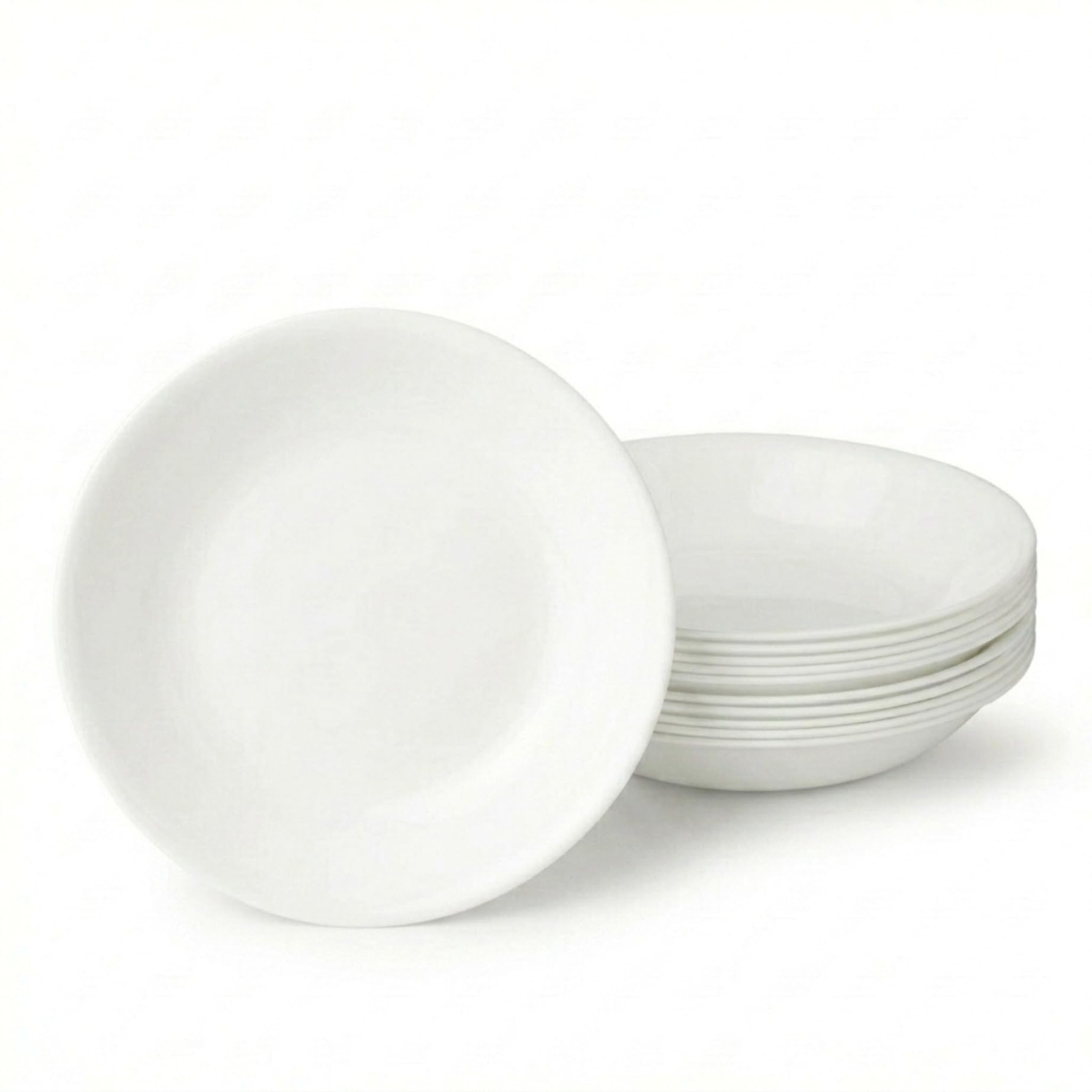 Corelle Vitrelle 6-Piece Bowl Set Triple Layer Glass and Chip Resistant, 20-Oz Lightweight Round Bowls, Winter Frost White
