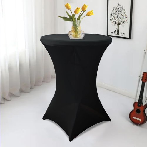 HAORUI 10 Pack Spandex Cocktail Table Covers, Fitted Round Highboy Stretch Table Cloths for Party, Bar, Wedding, Birthday, Banquet (Black, Fit for 30-32" Diameter x 42" Height Tables)