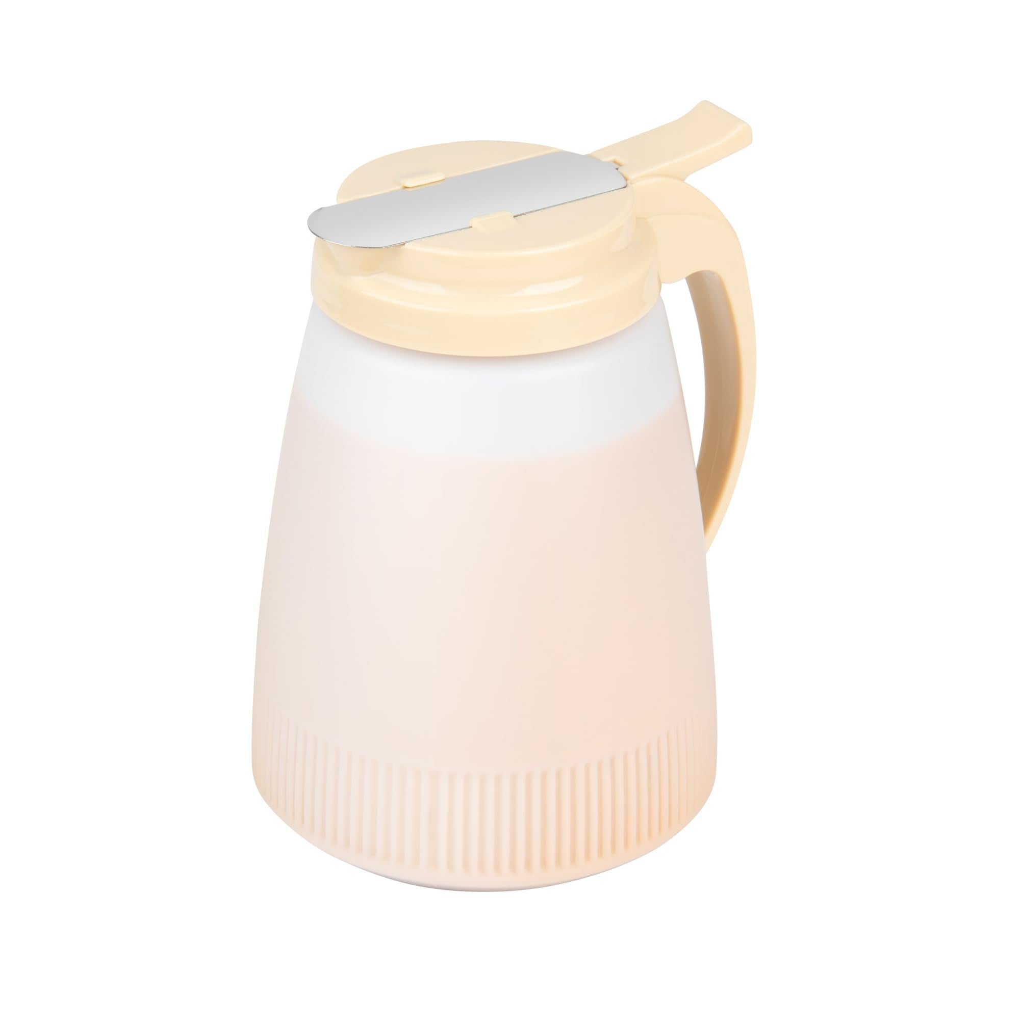 Restaurantware-Chef 101 48 Ounce All Purpose Syrup Dispensers, 10 Honey Dispensers - Beige Top, Stainless Steel Slide Cover, Plastic Pancake Syrup Bottle, Perfect For Diners, Restaurants, Home