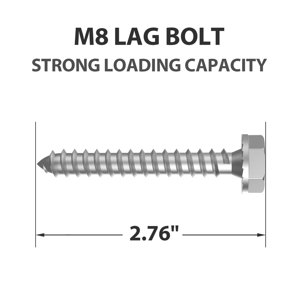 USX Mount Lag Bolt Kit - M8 Lag Bolts for Wood Studs & Fischer Anchors for Concrete Walls | Easy Install with Allen Key & Bubble Level