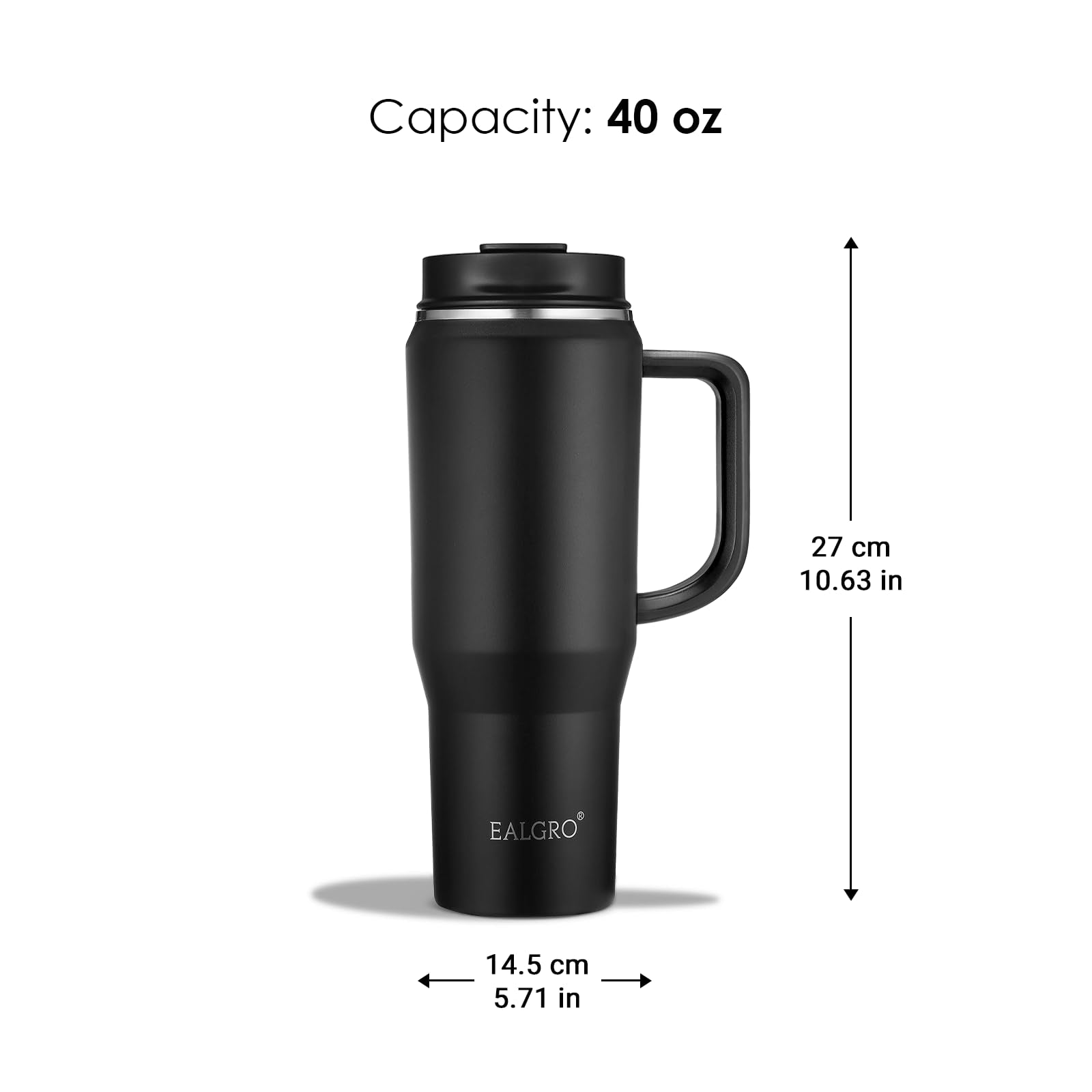 EALGRO Insulated Coffee Mug Cup with Lid, 40 oz Tumbler with Handle and Straw, Double walled Stainless Steel Coffee Tumbler, Thermal Water Bottle Jug, Navy Blue