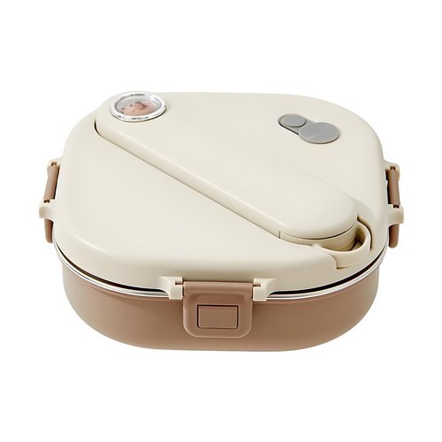 Ausenzup Stainless Steel Bento Box, 800ml Leakproof Lunch Box, Easy To Open And Close, Food Storage Container For Outings, Picnics, And Travels (3 Compartments)
