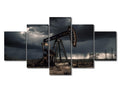 TUMOVO Wall Art for Living Room 5 Panel Industry Drill Platform Crude Oil Production From the Ground Posters and Prints for Home Hotel Office Wall Decorations, Ready to Hang, 60" Wx32 H