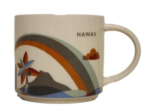 Starbucks Hawaii - You Are Here Collection Coffee Mug with Rainbow and Diamond Head (011023931)