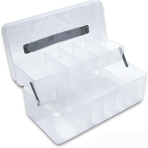 Large Bandage Organizer by [Brand Name] - 2-Tier Plastic Storage Container for Home & Office Use