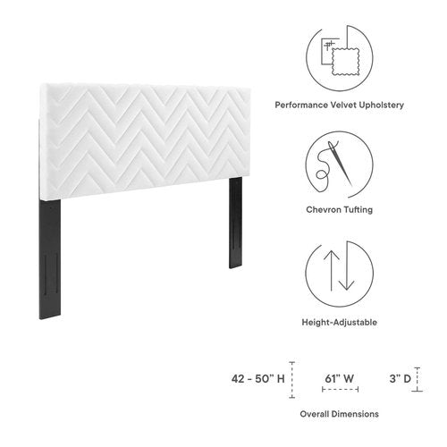Modway MOD-6658-WHI Mercy Chevron Tufted Performance Velvet Twin Headboard, White