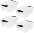 IRIS USA Storage Bins - 4-Pack 13 Quart Stackable Organizing Solution with Lids | Durable BPA-Free Plastic