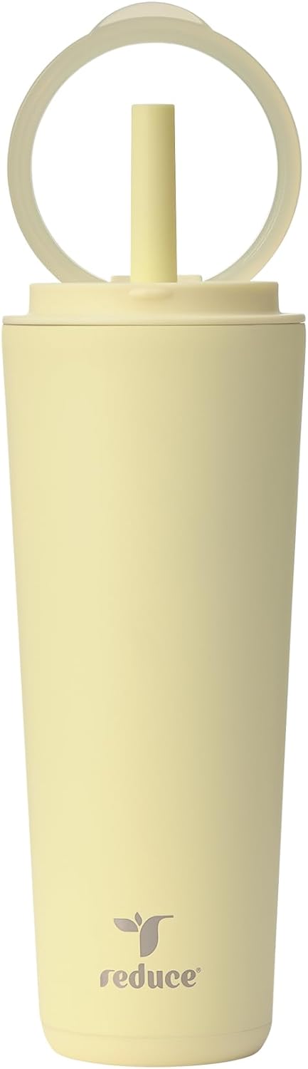 REDUCE Halo 24 oz Stainless Steel Tumbler - Vacuum Insulated Travel Mug | Spill Proof & Dishwasher Safe - French Vanilla