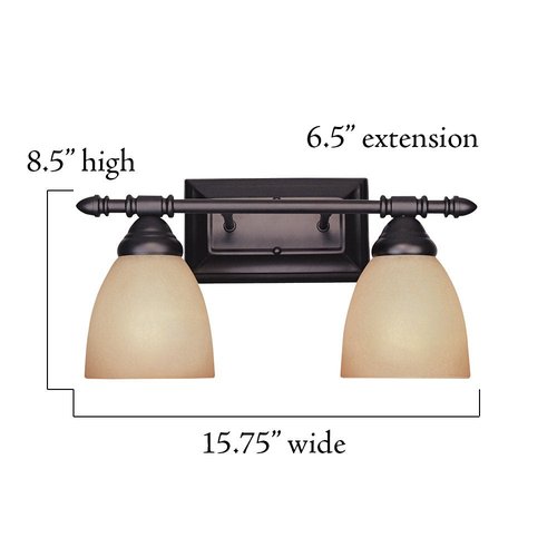 Designers Fountain 94002-ORB Apollo Collection 2-Light Bath Bar, Oil Rubbed Bronze Finish with Amber Sandstone Glass Shade