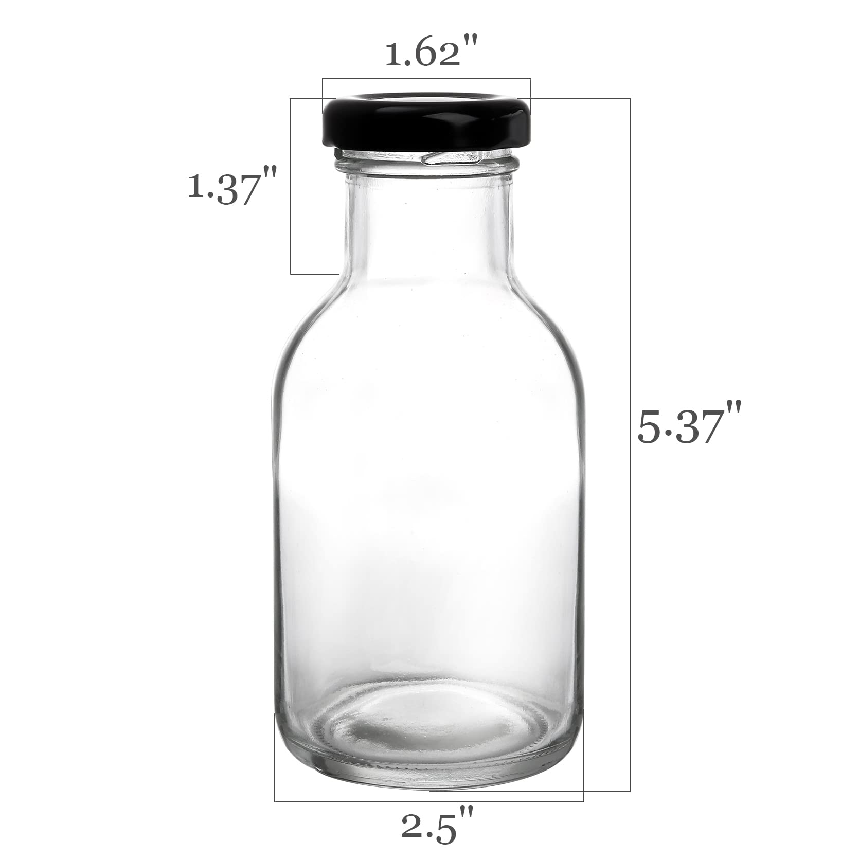 Kingrol 16 Pack 8 oz Hot Sauce Bottles with Leak Proof Screw Caps, Wide Mouth Glass Bottles with Lids for Milk, Beverages, Oil, Salad Dressing