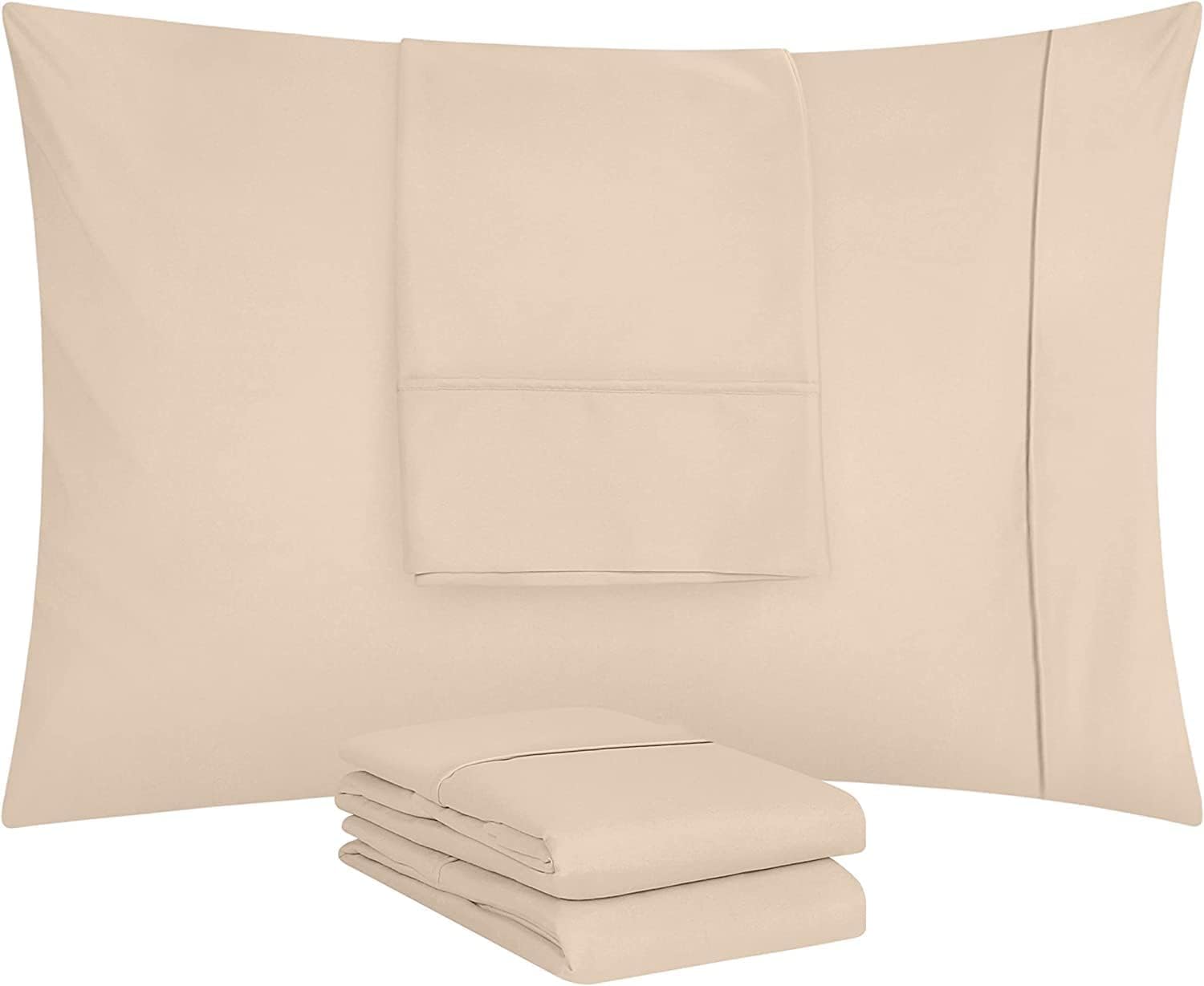 Utopia Bedding Standard Pillow Cases - 4 Pack Soft Brushed Microfiber - Fade Resistant 20 x 26 Inches | Beige