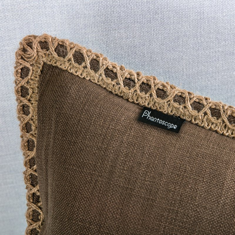 Decorative Burlap Linen Throw Pillow 18x18 Inches - Coffee Brown Variation