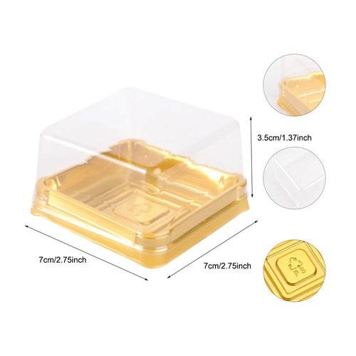 Aeojoor Clear Plastic Mini Cake Boxes, Square Cupcake Holders, Mini Dessert Packaging with Lids for Cupcakes, Macarons, Muffins Baking Gifts (25 Pack)