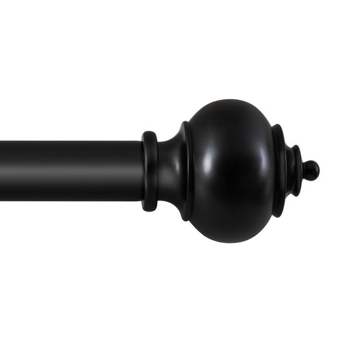 H.VERSAILTEX Curtain Rods for Windows 16.2 to 43.8 Inches 1 inch Diameter Adjustable Decorative Telescoping Curtain Rod with Brackets Heavy Duty Splicing Window Rods with Decorative Finials, Black