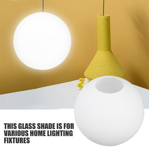 UKCOCO Frosted Globe Glass Replacement, White Lamp Shade Round Ball Chandelier Ceiling Lamp Cover for Pendant Wall Ceiling