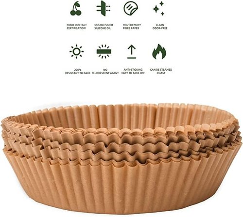 Air Fryer Liners - 100PCS Unbleached Non-Stick Parchment Paper for 2 to 5 Qt Air Fryers | 6.3 Inch
