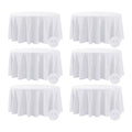 Fokitut 6 Pack Waterproof Round Tablecloth, 120 Inch, Stain Resistant and Wrinkle Polyester Table Cloth, Fabric Table Cover for Kitchen Dining, Wedding, Party, Holiday Dinner-White