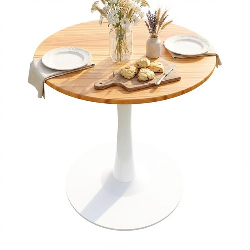 23.62" Small Round Dining Table for 2 – Durable & Well-Made Tulip Table with Sturdy Metal Frame, Compact 2-Seater Kitchen or Dining Room Table for Small Spaces, Apartments, Café, Restaurant, Office 1