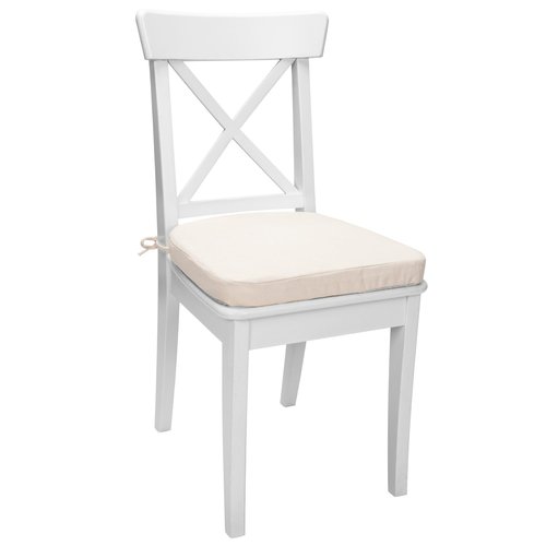 MOIRIG Chair Cushions for Dining Chairs, D-Shaped Non-Slip Seat Cushions with Removable Washable Covers & Ties, Chair Pads for Kitchen, Indoor Patio 17" x 16" (Cream, 6 Count)