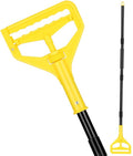 VOUBIEN Commercial Mop Handle Heavy Duty,58" Industrial Mop Stick,Wet Mops Head Replacement Holder for Professional/Industrial Floor Cleaning, Yellow