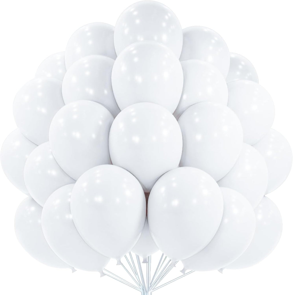 PartyWoo White Balloons - 100 Pcs 12 Inch Latex Helium Pastel White Balloons for Events & Celebrations
