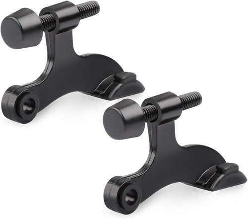 HOMOTEK Heavy Duty Adjustable Door Stopper - 2 Pack Black Hinge Pin Design | 2.5" x 1.75" with Rubber Bumpers