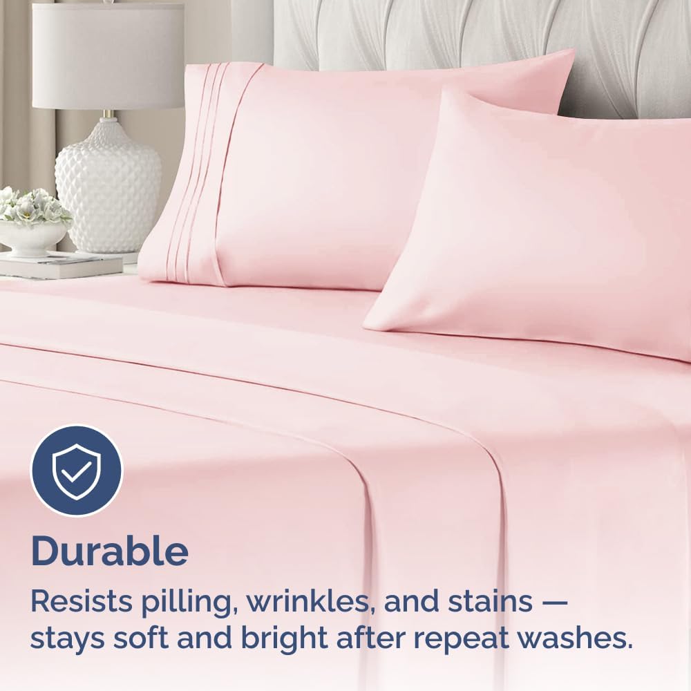 Skiennix Queen Pillow Cases Set of 2 - Ultra Soft Hotel Quality - Wrinkle Free & Stain Resistant - Baby Pink