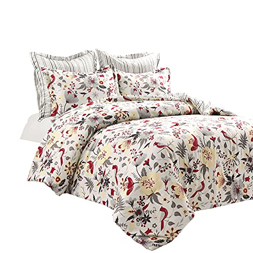 Lush Decor Blooming Garden Reversible 5 Piece Comforter Set, King, Gray