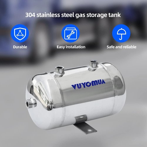 VUYOMUA 0.8Gallon 304 Stainless Steel High Pressure Mini Small Portable Air Tank Air Reservoir Water Storage Tank (3L-SG)