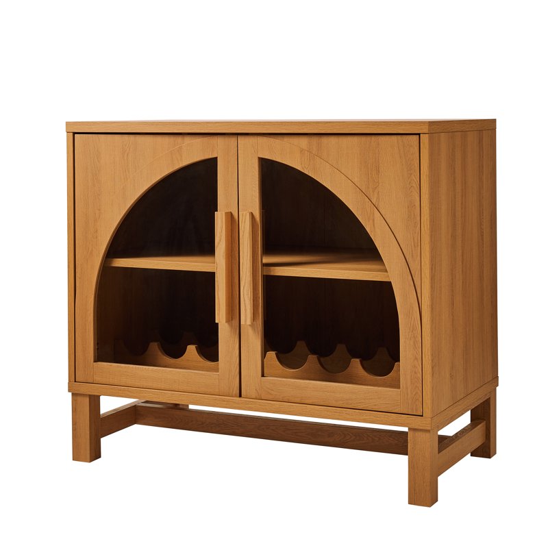Better Homes & Gardens Juliet Bar Cabinet Light Honey Finish - Modern Kitchen Storage with Wine & Glassware Racks