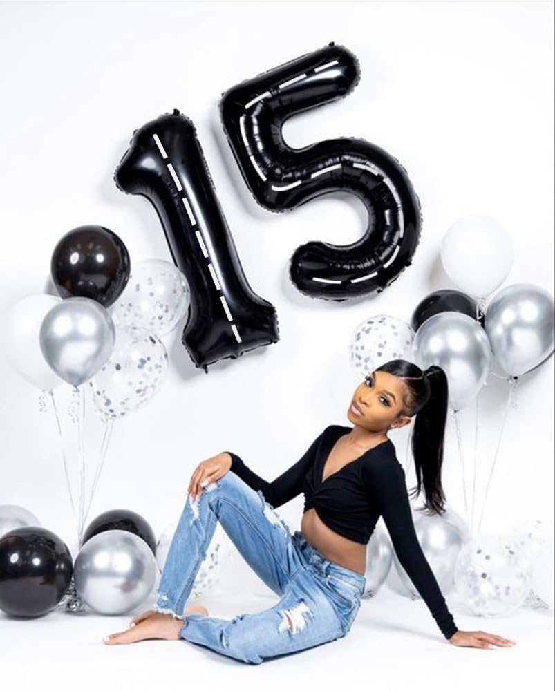 Number 0 Balloons - 40 Inch Black Number Balloons for Birthday, Wedding & Baby Shower Decor