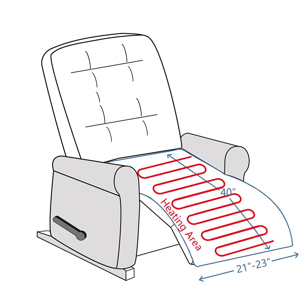 STONECREST Heated Recliner Chair Cover for Seat & Footrest (White Sherpa, 40x23)