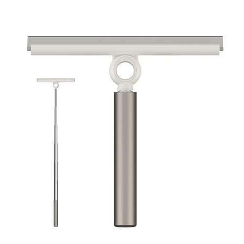 EHOMGUI Extendable Shower Squeegee for Glass Doors, Shower Squeegee with 10-Inch Silicone Blade, Telescoping Handle for Windows and Shower Glass, Silver