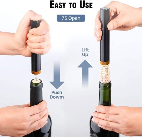Mini Wine Opener Set | Travel Portable Pocket Air Pressure Pump Wine Bottle Opener with Aerator, Foil Cutter, and Vacuum Stopper | 7S Quick Bottle Opening | for Home, Restaurant, Party,Wine Lovers