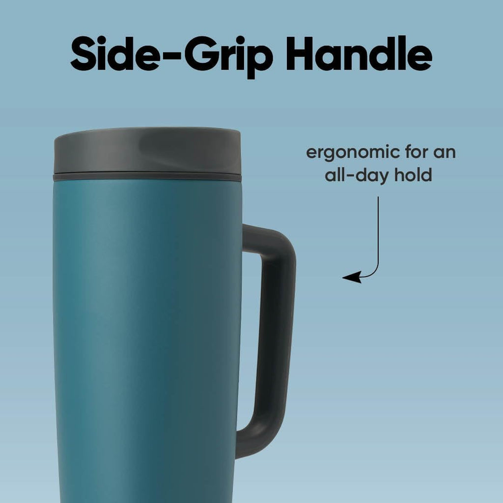 Owala SmoothSip Slider Travel Mug - 24 oz Stainless Steel Insulated Design | 100% Leak Proof & BPA Free