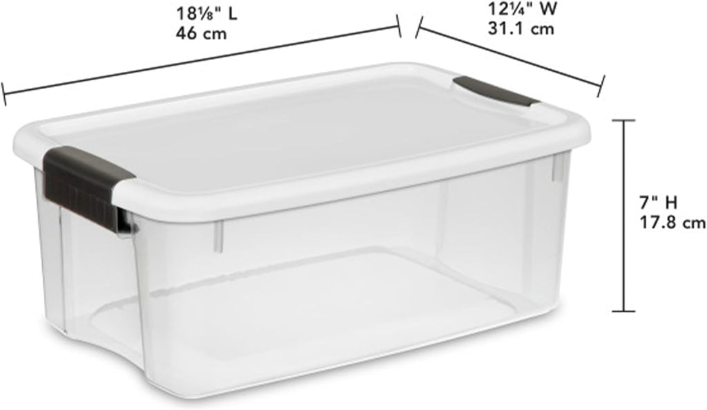 Sterilite 6-Pack Ultra Latching Storage Bins - Clear Plastic 18 Quart Organizing Containers for Home & Office