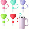 5PCS Heart Straw Topper Compatible with Stanley 30&40 Oz Tumbler Cup, Silicone Straw Covers Cap10mm 0.4in Cute Funny Dust-Proof Reusable Straws Tips Lids,Cute Straws Protector Decorations