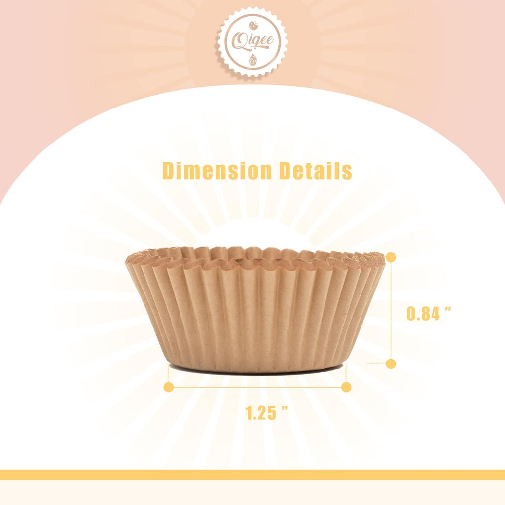 Qiqee 1000 Count Mini Cupcake Liners - Natural Food Grade Baking Cups | No Smell, Small Size