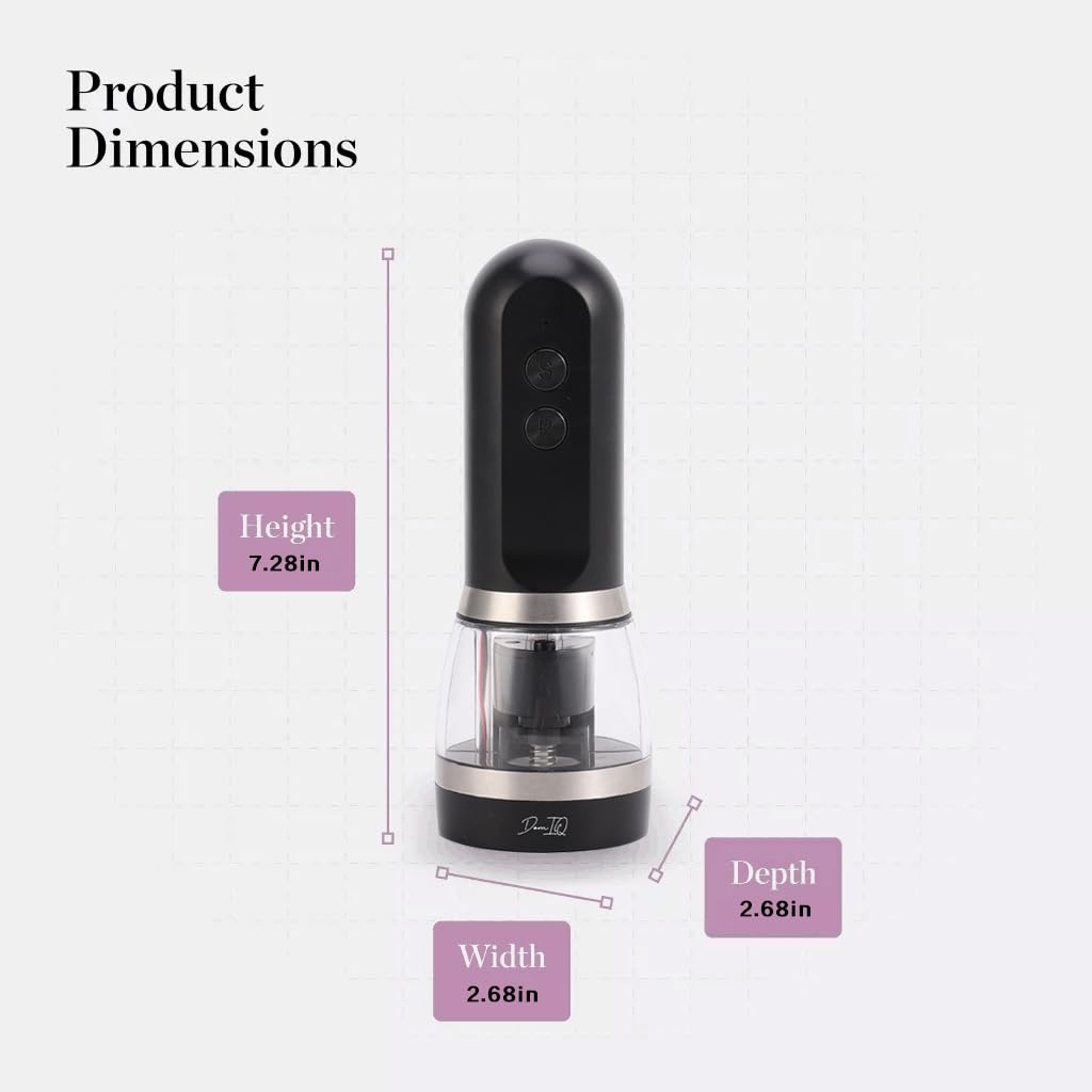 Electric Salt and Pepper Grinder 2-in-1, USB Rechargeable, Adjustable Ceramic Coarseness, LED Light, One-Handed Operation, Refillable, Black