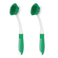 Dish Brush with Handle, 2 Pack Scrub Brushes with Built-in Scraper for Cleaning Kitchen, Pots, Pans and Sink, Scrubber Washing Tools, Green