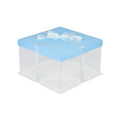Restaurantware-Sweet Vision 10 Inch x 8.25 Inch Transparent Cake Boxes, 10 Grease Resistant Base Clear Cake Boxes - Blue Lid, Blue Ribbon, Plastic Birthday Box, For Weddings Or Birthdays
