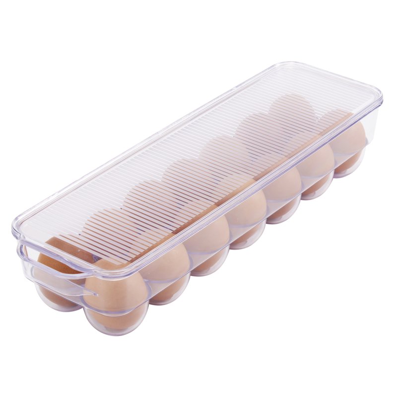 Clear Plastic Egg Holder - 6 Pack for Refrigerator Storage (Holds 14 Eggs)