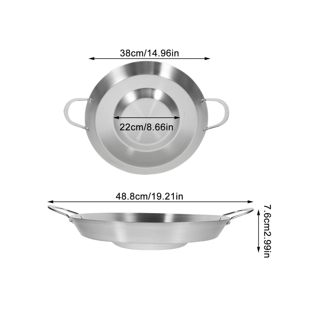 Hemoton 19.7 Inch Stainless Steel Concave Mexican Skillet Pan for Deep Frying and Stir Frying Compatible with Gas and Induction Cookers