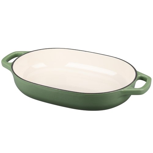 EDGING CASTING Enameled Cast Iron Oval Dutch Oven Pot with Lid, Dutch Oven for Sourdough Bread Baking, Oval Bread Pan, Bread Oven, Bread Dutch Oven, 7qt, Pistachio Green